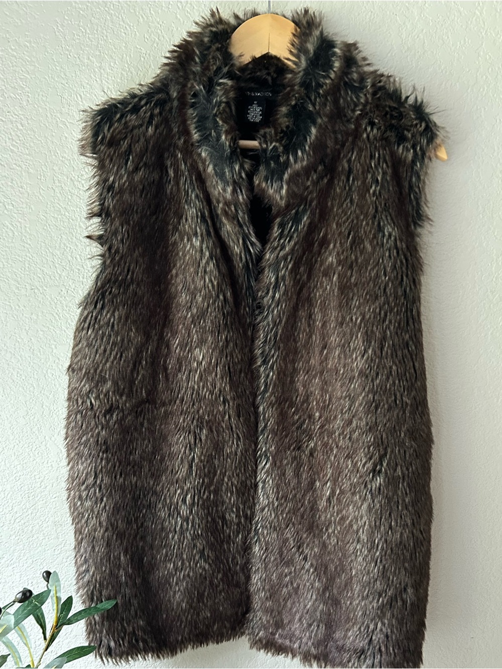 Madison Faux Fur Vest in Dark Brown